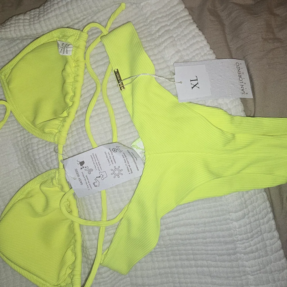 BNWT San Lorenzo Womens Thong High Rise Neon Yellow Bikini - Picture 7 of 9